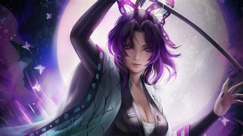 Shinobu Kocho Insect Hashira Demon Slayer Anime Kimetsu No Yaiba 4k Hd Wallpaper Rare