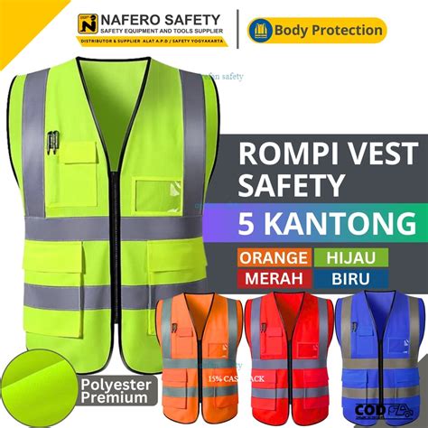 Jual Rompi Kerja Rompi Safety Proyek Name Tag Scotlight Kantong