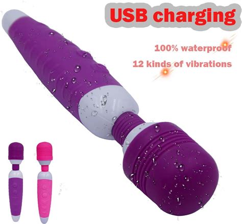 Amazon 2018 Newest 12 Speed Rechargeable AV Magic Wand Vibrator Sex Toys For Woman Sex