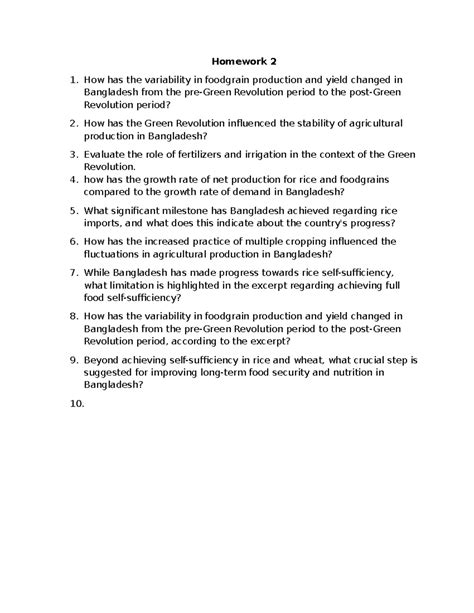 Homework 2: Assessing Bangladesh's Agricultural Evolution and Green