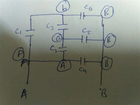 Six Equal Capacitors Each Of Capacitance C Are Connected As Shown In