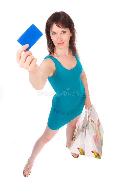 Beautiful Girl With A Credit Card Stock Photo Image Of Color People
