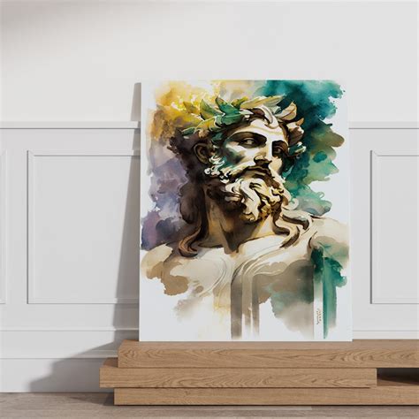 Achelous, Greek God of Water, Mythology, Watercolor Canvas, Canvas ...