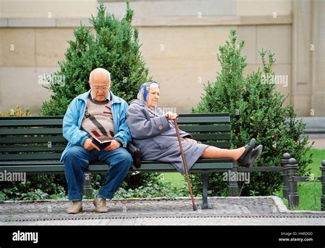 Park Bench Senior Couple Sit Rest No Model Release Saddle Seat