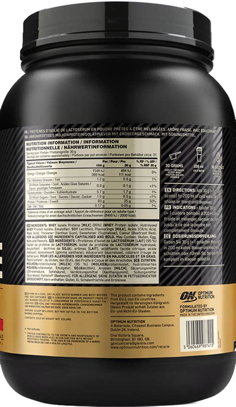 Optimum Nutrition Gold Standard Isolate Strawberry G What