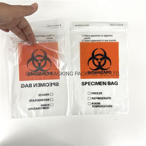 Disposable Plastic Zip Lock Biohazard Specimen Transport Transportation