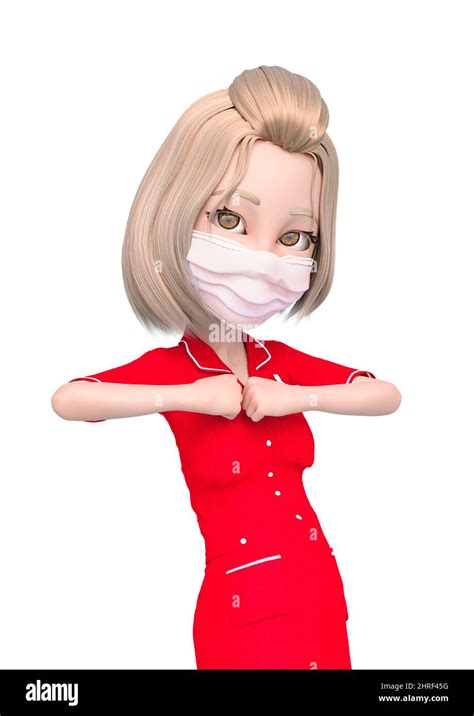 l infirmière blonde dessin animé portant le masque se sent prêt illustration 3d Photo Stock Alamy