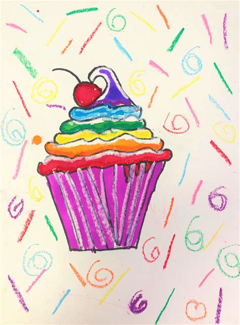 Rainbow Cupcakes Art Lesson for kids - Leah Newton Art