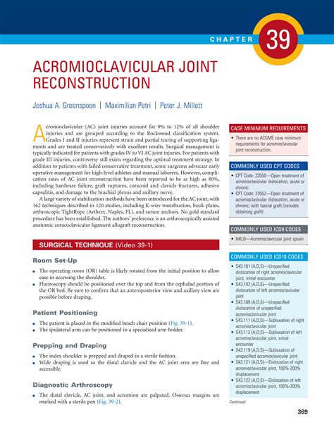 SOLUTION: Acromioclavicular joint reconstruction - Studypool