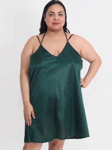 Plus Size Sexy Solid Satin Green Babydoll And Bikini Dress Dress For Honeymoon Bb37gb At Rs 1249