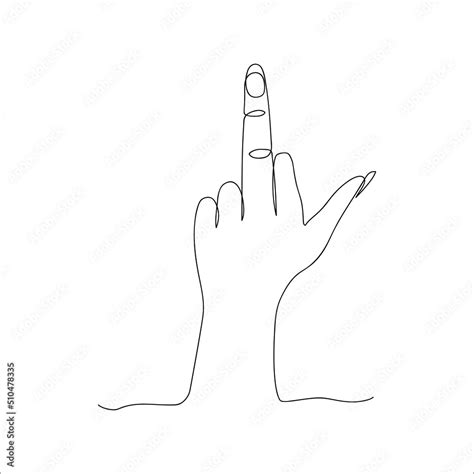 Woman S Hand Showing The Gesture Fuck You Drawn In One Line Sketch Middle Finger Vector