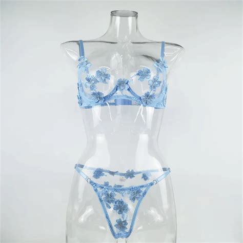 Finetoo Valentines Day Lingerie Floral Lingerie Embroidered Pink Color Women S Lingerie