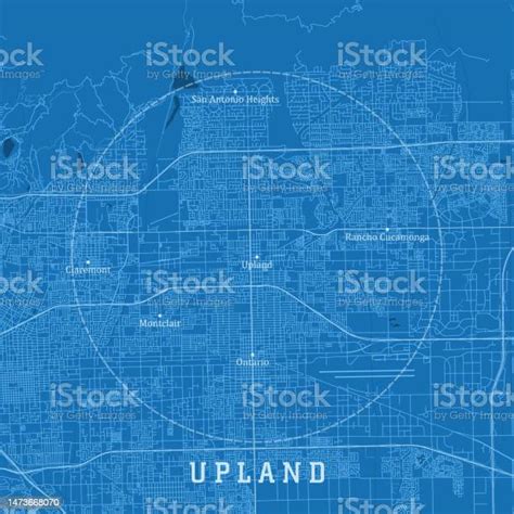 upland ca city vector road map blue text stock illustration