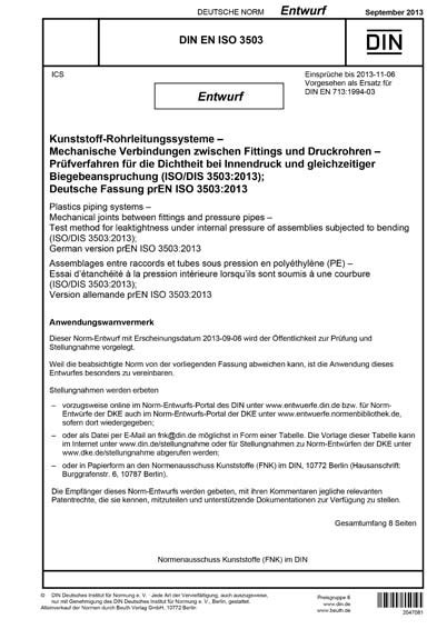 DIN EN ISO 3503:2013 DE - Kunststoff-Rohrleitungssysteme - Mechanische ...