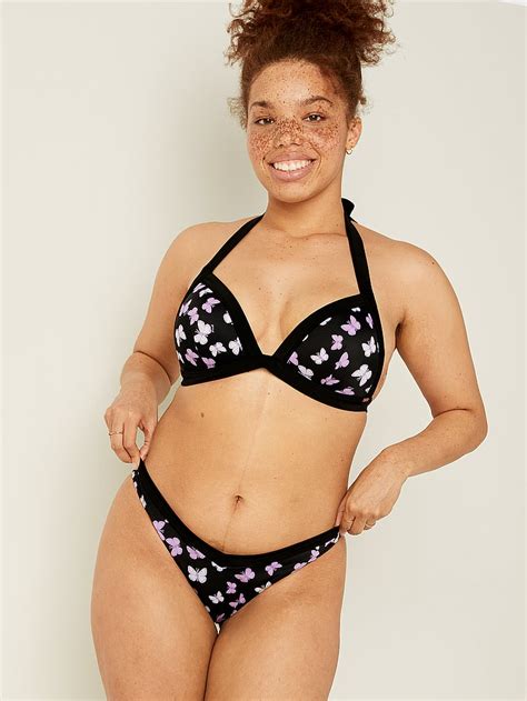 Buy V Front Itsy Bikini Bottom Pure Black Butterfly Order Bikini Bottom Online PINK