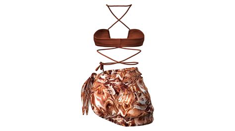 D Model Red Three Piece Strappy Bikini Swim Suit Set VR AR Low Poly CGTrader