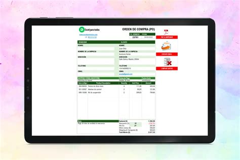 Formato Orden De Compra En Excel Y Pdf Descarga Gratis