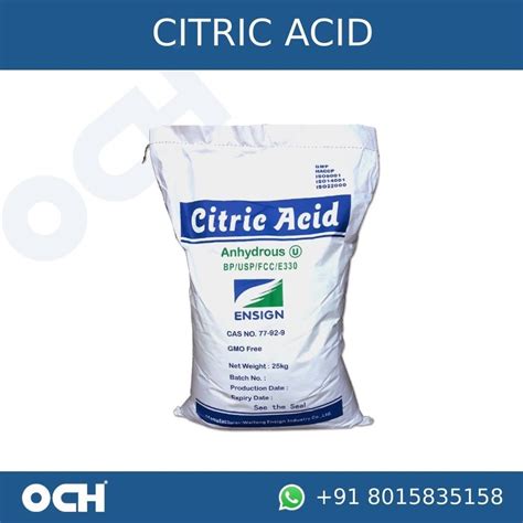 Powder Ensign Citric Acid Monohydrate Packaging Type Hdpe Bag Packaging Size 25 Kg At Rs 149