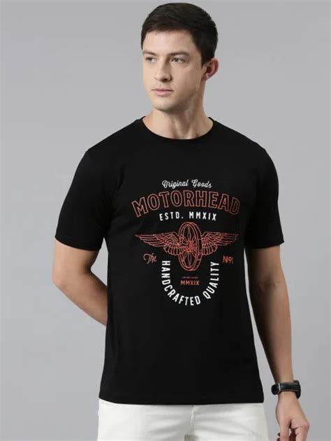 Buy Recast Men Black Typography Cotton Blend Round Neck T Shirt M Online At Best Prices In India