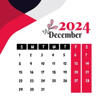 Monthly Calendar Design December 2024 Vector December 2024 Calendar