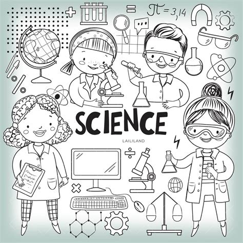 Science Black and White Clipart, Classroom Doodle Clipart, School Clip ...