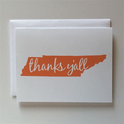 Tennessee Card Thanks Y'all Tennessee Greeting Card - Etsy Australia