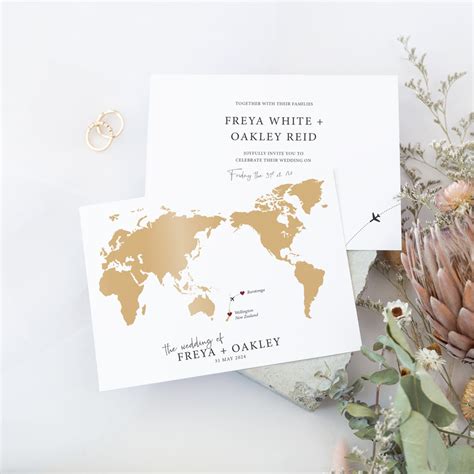 World Map Wedding Invitations Be My Guest Design