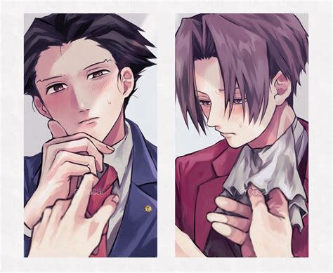 phoenix wright and miles edgeworth (ace attorney) drawn by 480_(y0ha ...