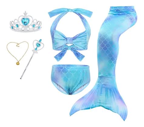 P Cola Sirena Traje Ba O Ni A La Sirenita Ariel Bikini Set Meses Sin Inter S