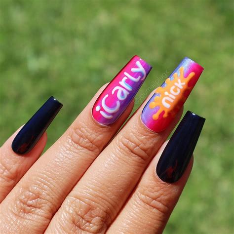 ICarly Nickelodeon Nail Art In 2021 Icarly Nail Art Nails