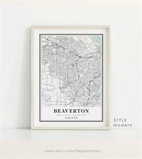 Beaverton Oregon Map Beaverton OR Map Beaverton City Map - Etsy