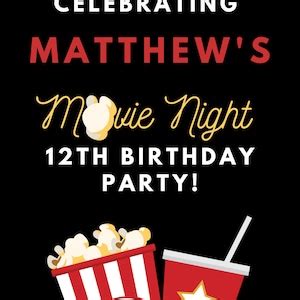 Movie Ticket Birthday Invitation And Thank You Card Movie Birthday