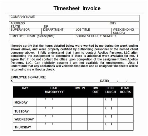 Timesheet Invoice Template Excel Shooters Journal