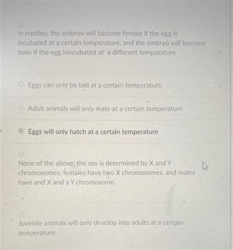 Solved When Will Temperature Dependent Sex Determination Chegg