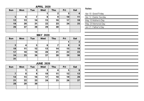 Free Quarterly Calendar 2020 | Month Calendar Printable