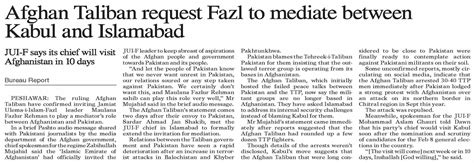 Dawn EPaper Dec 19 2023 Afghan Taliban Request Fazl To Mediate