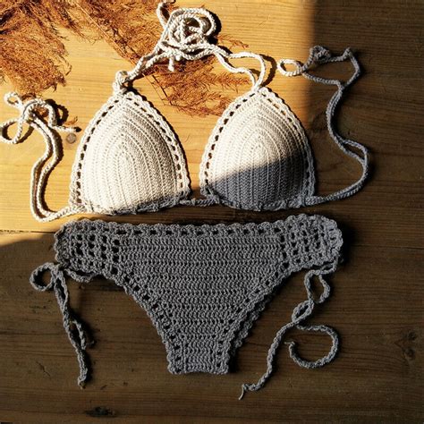 Handmade Crochet Bikini Set Sexy Swimwear Coachella Boho Womens Swimsuit Suit Ebay