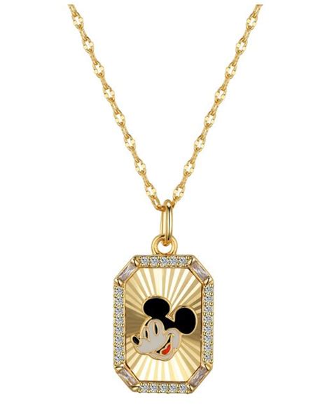 Disney Cubic Zirconia And Multi Enamel Mickey Mouse Necklace In