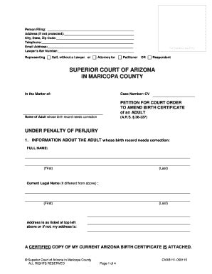 Fillable Online Superiorcourt Maricopa Petition For Court Order To