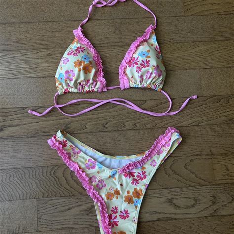 Pink And Yellow Bikini Set SHEIN Sooooo Cute And Depop