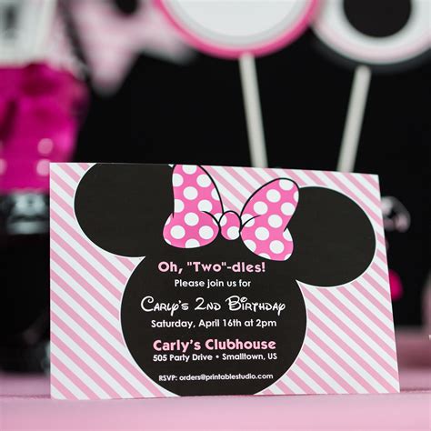 Pink Minnie Mouse Invitation - Printable Studio