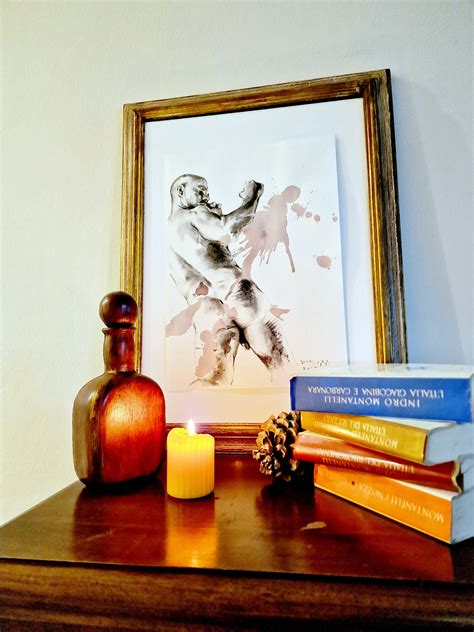 Nude Male Original Charcoal Drawing The Crusher Art From Florence Italy Gay Handmade Art Sexy