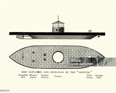 Uss Monitor An Ironclad Built During The American Civil War Stock Illustration Download Image