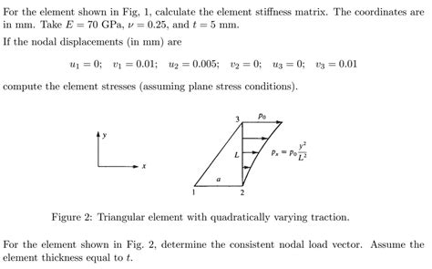 Solved For The Element Shown In Fig Calculate The Element