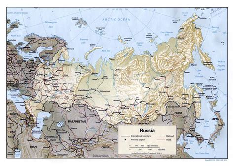 Grande Mapa Político De Rusia Con Relieve Carreteras Ferrocarriles Y