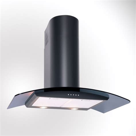 110cm Curved Glass Cooker Hood - Black with 7 years free warranty