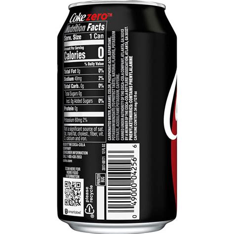 Coke Zero Nutrition Label