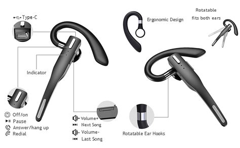 Amazon.com: YYK525 Business Headset, Over Ear Earphones with Mic ...