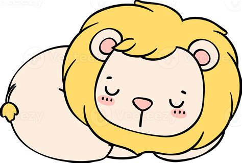 cute baby lion sleeping cartoon doodle is a charming and innocent ...