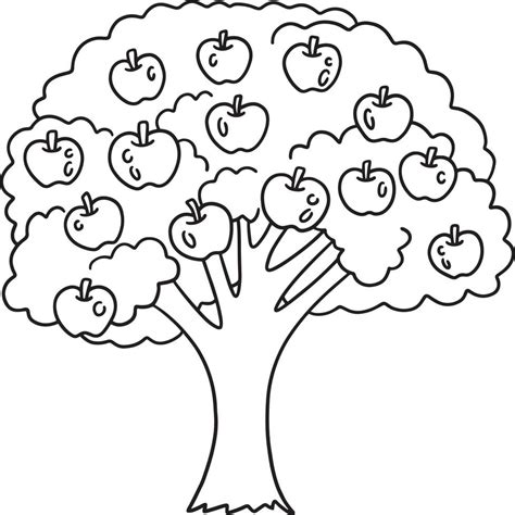 árbol De Manzana Aislado Página Para Colorear Para Niños 8209178 Vector